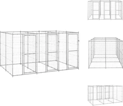 Produktbild von vidaXL Outdoor-Hundezwinger Verzinkter Stahl 7,26 m² -  Hundezwinger & -ausläufe