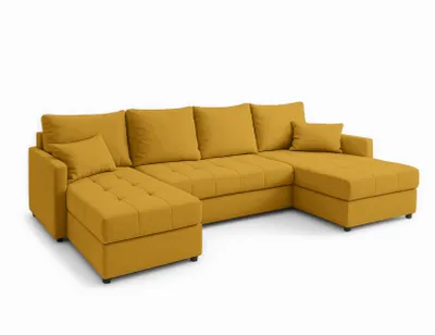 Image de AX LIVING Canapé d'angle grand Dolceo 287 cm Canapé jaune avec fonction sommeil