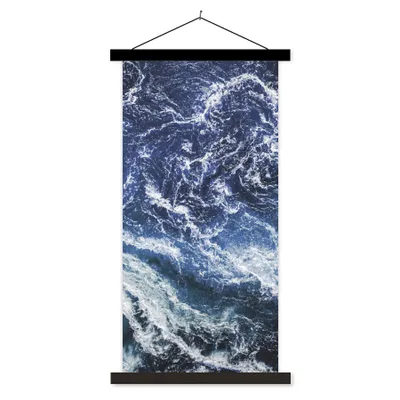 Produktbild von MuchoWow® Textilposter Naturstein - Blau - Weiß 60x120 cm mit schwarzem Rahmen - Magnete