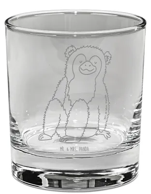 Produktbild von Mr. & Mrs. Panda Whisky Tumbler Affe - Transparent - Geschenk, Glas, Whiskey, Whiskyglas, Affen, Selbstliebe, Gravur, Liebe, Whiskeyglas, Motivation, Selfcare, Afrika