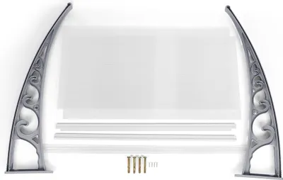 Produktbild von Türüberdachung Wasserdichte Haustür Vordach Überdachung Haustür aus Aluminium und Polycarbonat für Türdach,Balkon 80x120cm