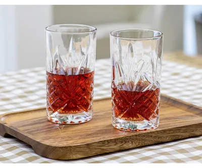 Produktbild von ECHTWERK Longdrink Gläser Set 6-teilig, 350 ml - Highball Gläser in Schliffoptik mit Reliefstruktur, bleifrei, spülmaschinenfest