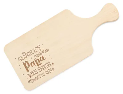 Produktbild von Frühstücksbrett aus Holz mit Gravur als Geschenk für Papa – Schneidebrett für Papa mit Motiv zum Vatertag (Glück)