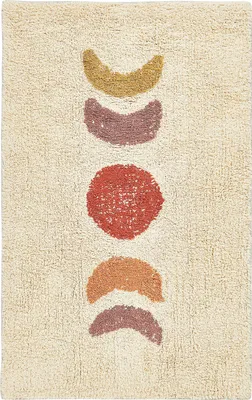 Produktbild von BELIANI Badematte Beige Baumwolle 50 x 80 cm Rechteckig Mehrfarbig mit Geometrischem Muster Modern Flauschig Badteppich Bodenmatte Badezimmer