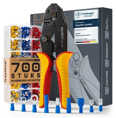 Productafbeelding van Kabelschoentang - Krimptang - 0,5 - 6 mm² - Instelbaar - Set van 700 kabelschoenen
