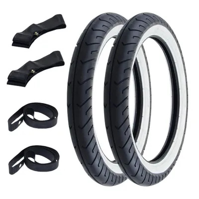 Zdjęcie produktu dla 2x Opony Whitewall Mitas MC2 2.75-16 (2 3/4 x 16) 46J TT + dętka + taśma do obręczy