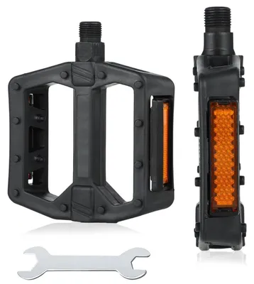 Produktbild von Fahrradpedale 1 Paar Aluminium rutschfest mit Reflektoren Schwarz für MTB E-Bike Rennrad
