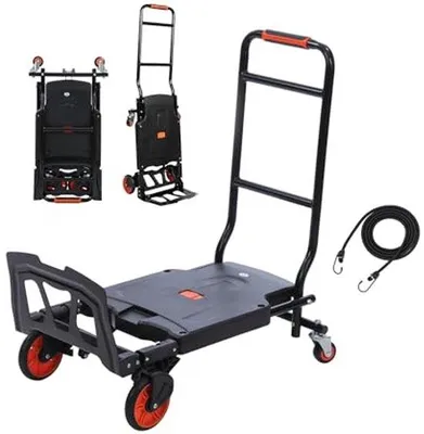 Produktbild von Famanu Faltbare Stechkarre 2-in-1 mit 100/150 kg Ladevermögen - Multifunktionale Bollerwagen und Trolley für Zuhause und Reisen