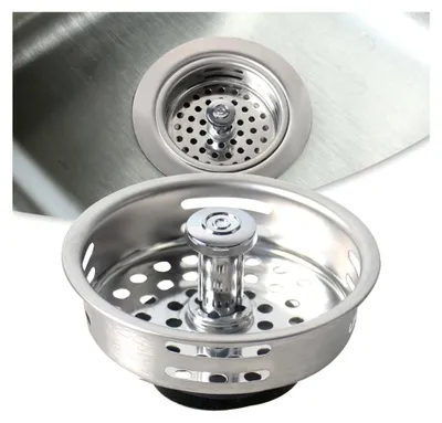 Produktbild von Küchenspüle mit 85 mm Durchmesser, Edelstahl, Abflusssieb und Ablaufstopfen
