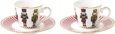 Produktbild von Weihnachtstasse 4 tlg. SET Weihnachtsbecher mit Untertasse Porzellan Neu 80 ml
