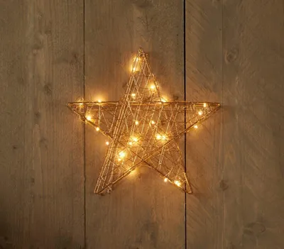 Produktbild von Weihnachtsbeleuchtung Batterie Metall Stern gold 30 cm 25 LED warm weiß Anna's collection