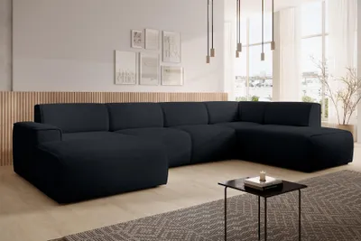 Image de AX LIVING Canapé XXL en U Didim, gris foncé, 378 cm de large, moderne et spacieux D