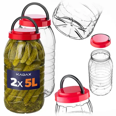 Produktbild von KADAX Vorratsglas 5L mit Deckel, 2 Stück, Vorratsdose aus PET Kunststoff, Küchenbehälter, Kunststoffbehälter für Lebensmittel, Aufbewahrungsglas, großer Lebensmittelbehälter