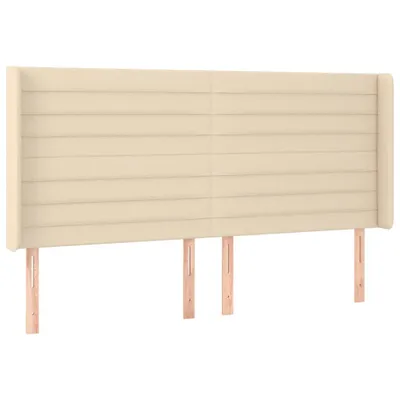 Image de Tête de lit avec oreilles Crème 163x16x118/128 cm Tissu