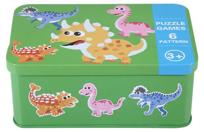 Produktbild von Puzzle aus Holz, frühpädagogisches Lernspielzeug für Kinder mit Eisenbox, Dinosaurier