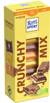 Zdjęcie produktu dla Ritter Sport Mini 9er Crispy Mix z 9 batonikami czekoladowymi 150g