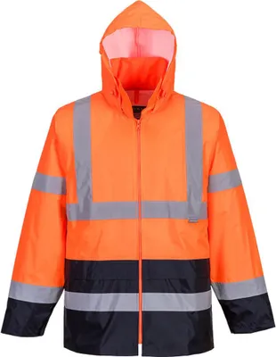 Produktbild von Portwest H443 Klassische Kontrast Warnschutz-Regenjacke Orange/Navy Gr. L