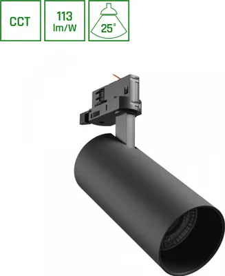 Produktbild von ANDROMEDA LED Stromschienenstrahler 3-Phasen 24W 25° CCT Schwarz
