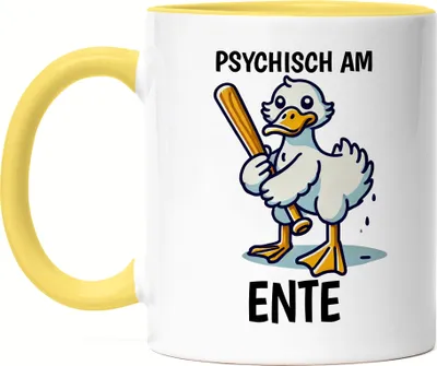Produktbild von Psychisch am Ente Tasse gelb lustig Humor Ente Spruch witzig Geschenk