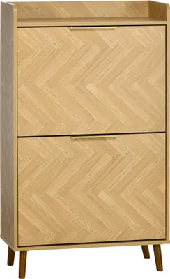 Image de HOMCOM Meuble à chaussures à 2 abattants, étagère à chaussures style vintage, pour petit entrée, salon, chambre, 70 x 30 x 120 cm