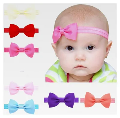 Produktbild von Stirnband mit Schleife für Babys und Kleinkinder, elastisches Haarband für Fotografie und besondere Anlässe - Uni (Weiß)
