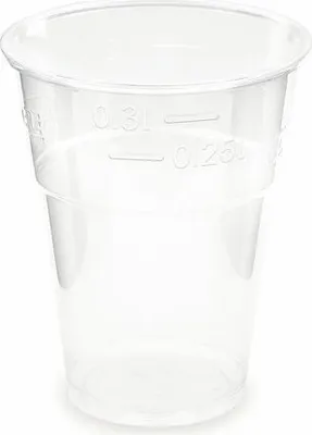 Produktbild von 500xTrinkbecher klar 300 ml 0,3 l Eichstrich Biokunststoff PLA ø 85mm