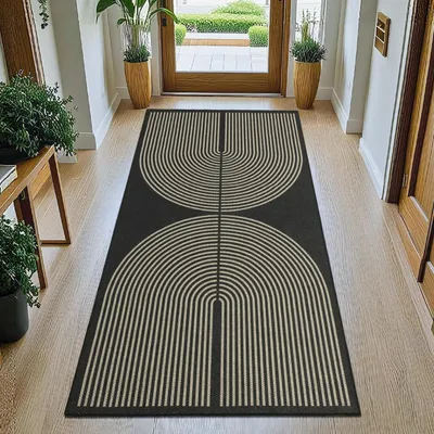 Immagine prodotto di Tappeto corridoio antiscivolo, lavabile, 80x150 cm, nero, design moderno