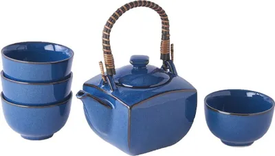 Produktbild von Japan Teeservice Blaue Kanne MIJ 5 Stück