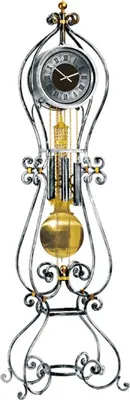 Produktbild von Casa Padrino Luxus Barock Standuhr Silber / Gold - Prunkvolle Schmiedeeisen Pendeluhr im Barockstil - Barock Interior - Barock Standuhren - Luxus Qualität -  Italy