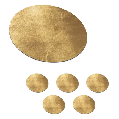 Produktbild von KitchenYeah® Glasuntersetzer Rund 6er Set Licht fällt auf eine goldene Wand 10x10 cm Untersetzer für Gläser - Getränkeuntersetzer - Tischplattenschutz - Tischuntersetzer für Tassen Tisch Bar Glas
