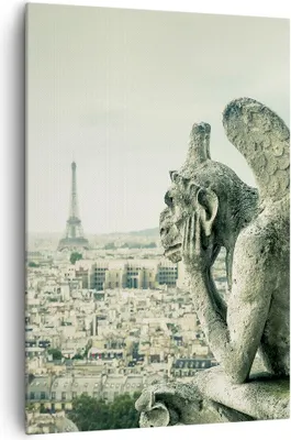Produktbild von Bild auf Leinwand - Leinwandbild - Einteilig - Wasserspeier Paris Notre-Dame - 70x100cm - Wand Bild - Wandbilder - Leinwanddruck - Wanddekoration - Leinwand bilder - Wandbild - PA70x100-4544