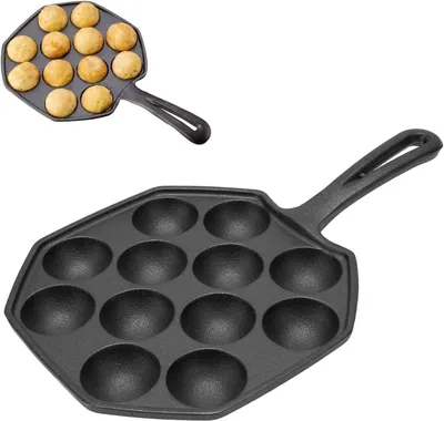 Zdjęcie produktu dla Patelnia do takoyaki 12 otworów 4 cm, żeliwo, do kuchenki gazowej