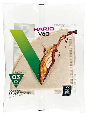 Zdjęcie produktu dla Filtry do kawy hario V60 białe jednorazowe 03 100 sztuk