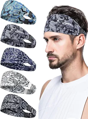Produktbild von Sportkopfbänder, 5er Set, elastisch, atmungsaktiv, für Fitness und Laufen