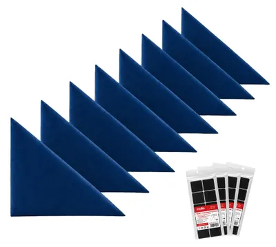 Produktbild von STEGU Polsterpaneel-Set 8× Dreieck 30x30 cm inkl. Klettband Kopfteil Velours Dunkelblau