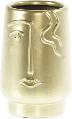 Produktbild von Moderne Dekovase Blumenvase Tischvase Vase aus Keramik gold glänzend 15x20 cm