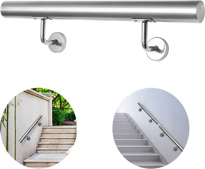 Produktbild von EINFEBEN Edelstahl Handlauf Geländer und Handläufe geschliffen Wandhandlauf Treppengeländer für Innen und Außen ohne Querstreben 50cm