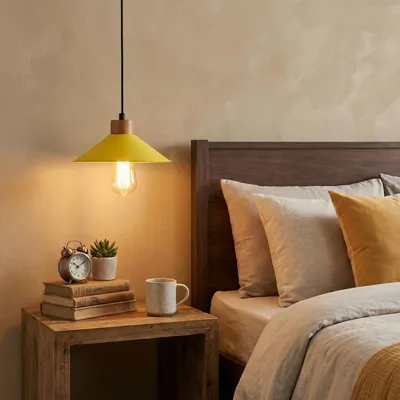 Image de Suspension Luminaire en métal jaune Ø 24 cm E27 40 W IP20