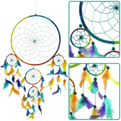 Dreamcatcher - Traumfänger KUNTERBUNT 30 cm 4 x klein handmade