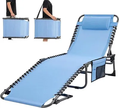 Obrázek produktu pro Otočné zahradní lehátko – 4 polohy – nosnost až 120 kg – tyrkysově modré