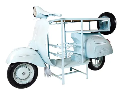 Produktbild von Kobolo Weinregal Weintisch Bar Regal SCOOTER - Hellblau - Vintage Look Anrichte Freistehend Weinschrank Flaschenregal Wine Shelf Barschrank Servier