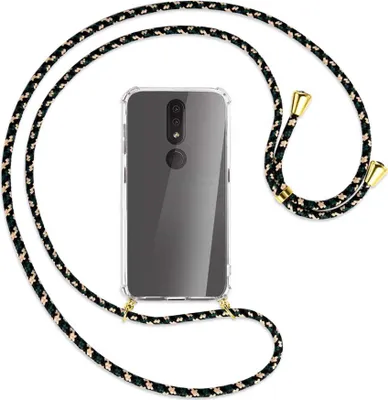Produktbild von Handykette Backcover-Schutzhülle mit Band (Metall goldfarben) für Nokia 4.2 - camouflage