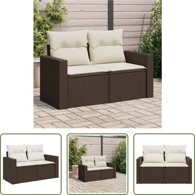 Produktbild von The Living Store Gartensofa mit Kissen 2-Sitzer Braun Poly Rattan