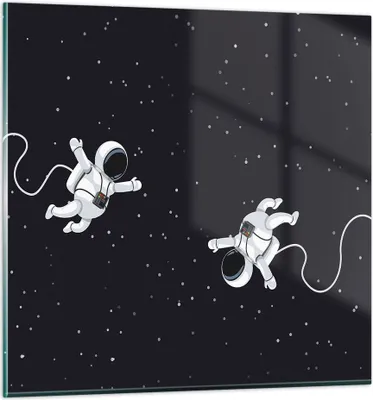 Produktbild von Bilder auf glas - Einteilig - Cartoon Astronauten Kosmos - 70x70cm - Glasbilder - Wandbilder - Bilder - zum Aufhängen bereit - Wanddekoration aus Glas - Glas Bilder - Wandbild auf Glas - GAC70x70-4867