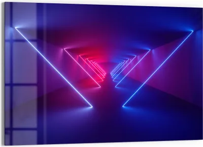 Produktbild von DEQORI Glasbild Echtglas 90x60 cm 'Lichtinstallation' Wandbild Bild modern Deko
