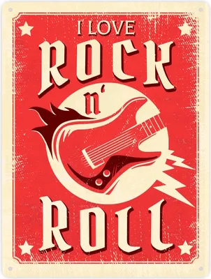 Produktbild von I Love Rock 'n' Roll Metallschild XXL in 28x38 cm mit Gitarre