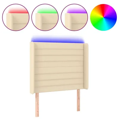 Obrázok produktu pre vidaXL LED čelo postele krémové 83x16x118/128 cm Látka
