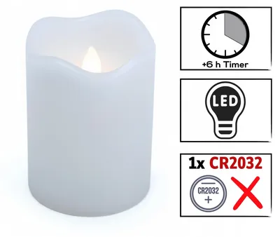 Produktbild von LED Kerzen Weiß Ø 5 x 7 cm, flammenlos, Echtwachskerzen mit Timer, ToCi