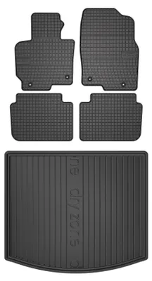 Produktbild von Gummimatten + Kofferraumwanne für Mazda CX-5 I 2012-2017 (SUV, Standard-Kofferraum) – Schwarz, passgenau – Wielganizator SolidPRO