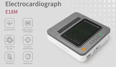 Immagine prodotto di Dispositivo ECG portatile Elettrocardiografo a 18 canali con stampante touch screen E18M Interpretazione